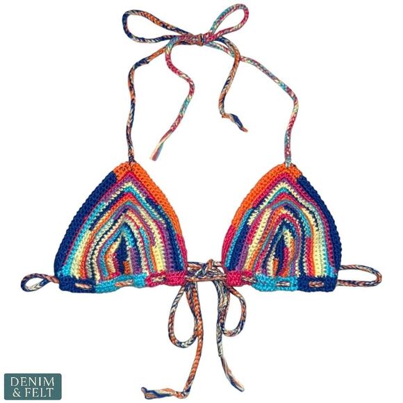 Canessa Rainbow Love Crochet Bikini Set Cashmere Knit Swimwear Size S NEW/NWT!! - Picture 3 of 9